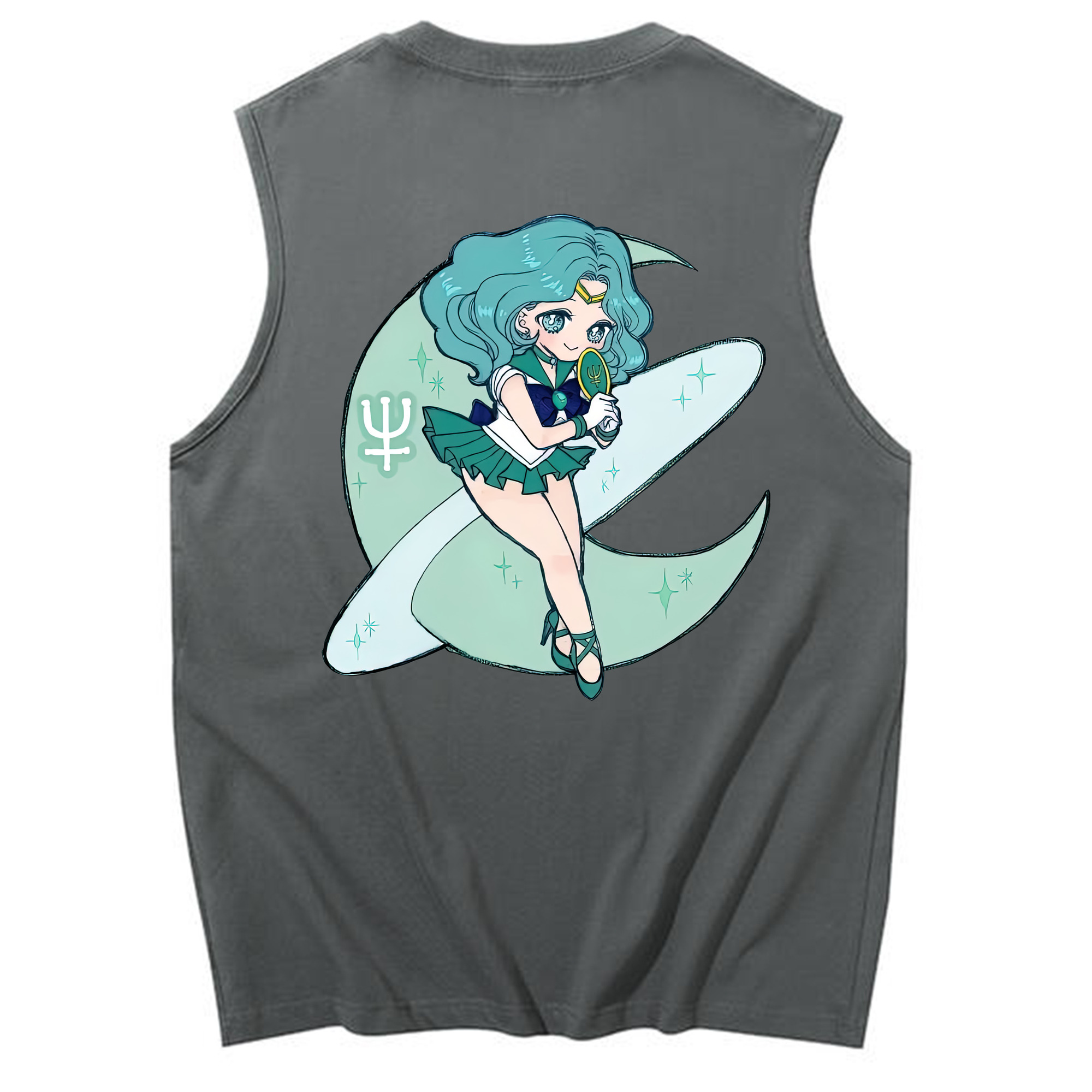 （画像用） 美少女戦士セーラームーン 海王 みちる（かいおう みちる） Sailor Moon Kaiou Michiru コットン100％タンクトップ（背面プリント）